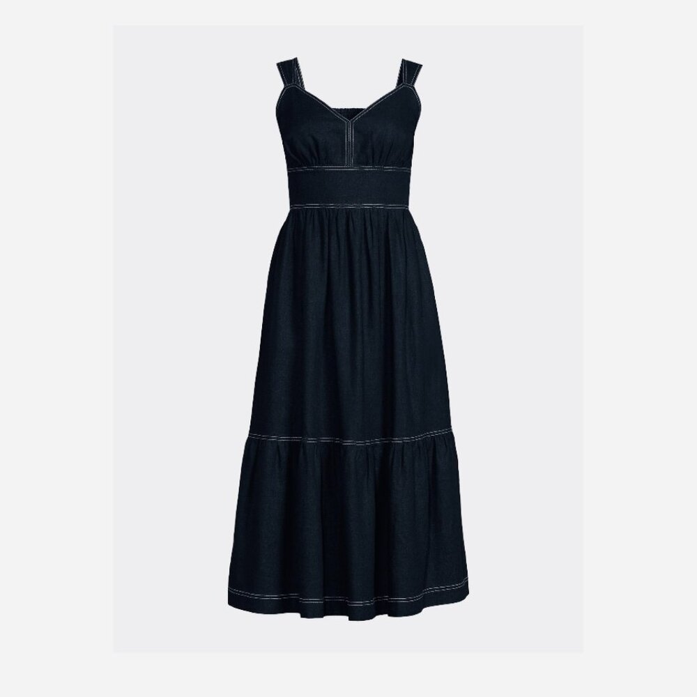 Scoop Women's Linen Blend Maxi Dress Black XL NWT 16/18 Beautiful
